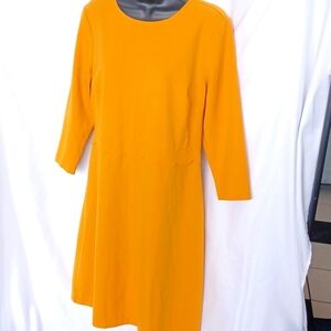 Banana Republic Mustard Yellow Solid Knee Length Dress Women's Size 10
